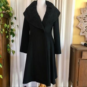 Cinzia Rocca Black Shawl Collar Coat Size 6 Italy